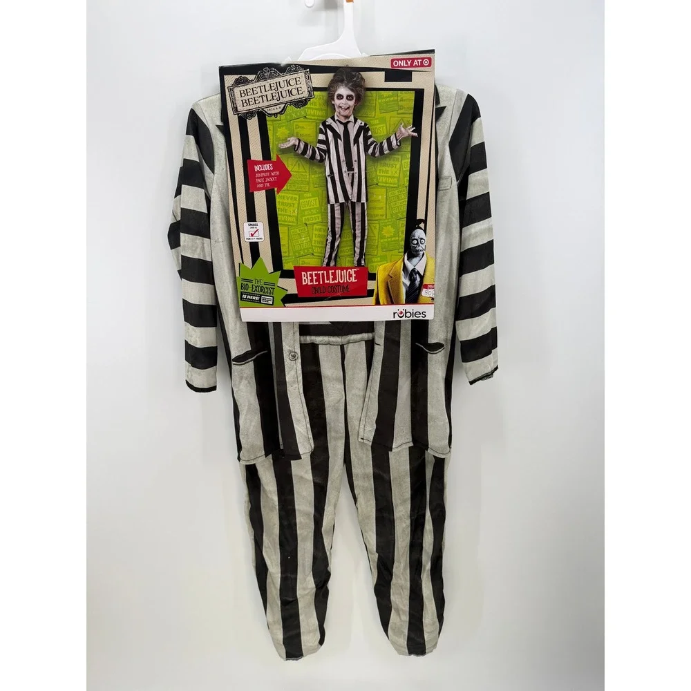 Beetlejuice Beetlejuice Child Costume Small Size 6 Striped Jumpsuit Rubies